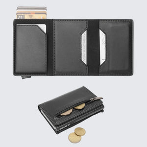 La Enviro Leura 2.0 Black Minamalist Vegan Leather Coin Pocket Wallet