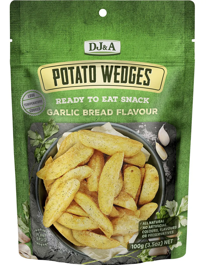 DJ & A Original Potato Wedges Garlic Bread Flavour 100g