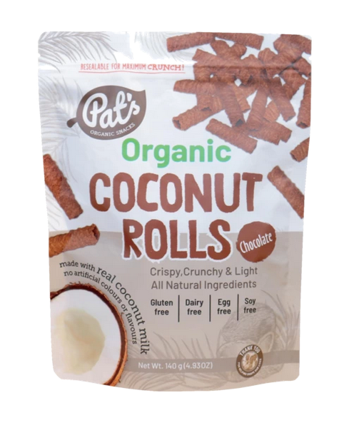 Pats Organic Coconut Rolls Chocolate 140g