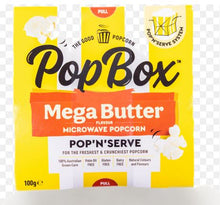 Load image into Gallery viewer, Pop Box Mega Butter Microwave Popcorn 100g