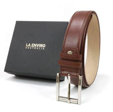 Load image into Gallery viewer, Brown Pleather Vegan Belt for Men by La Enviro with case